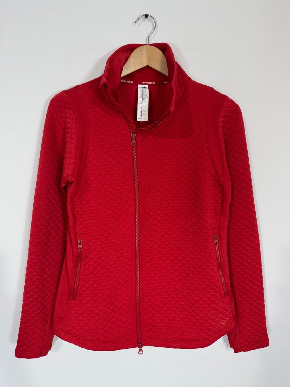 WJT46 {New Balance} Red Full Zip Long Sleeve Quilted Outdoor Running Coat Jacket